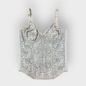 Vintage Korean Silver Gray Asymmetrical Bustier Corset Top Romantic